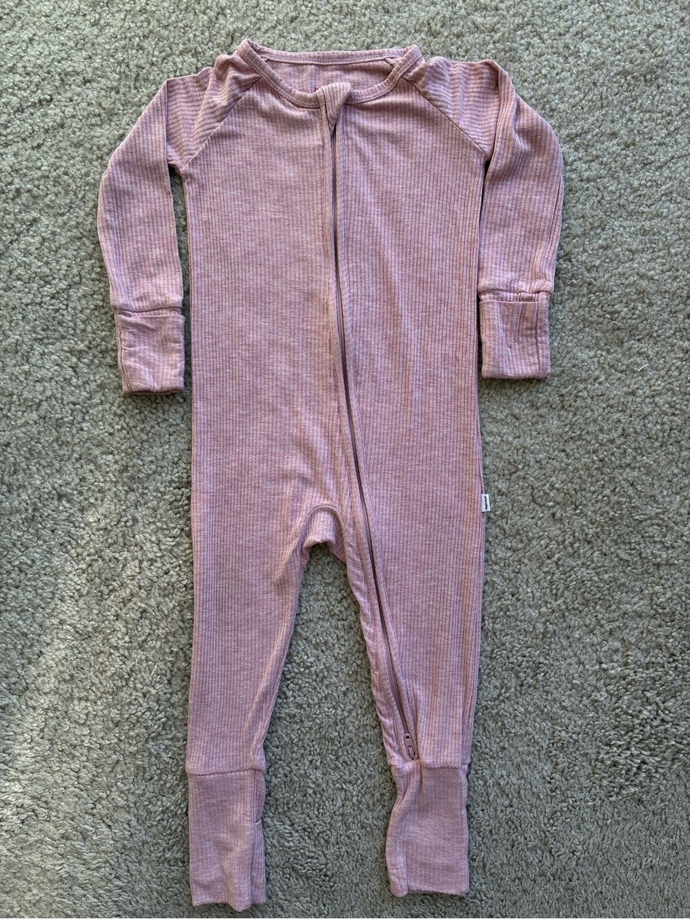 Little Sleepies Mauve Pink Bamboo Ribbed Zipper Footie